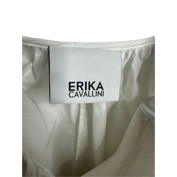 Erika‎ Cavallini Short White Flowy Ling Sleeve Multi Button Dress Tunic Size 2 - Picture 6 of 9